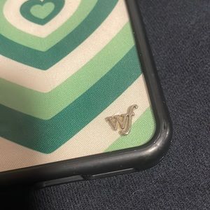 iPhone X Wild Flower case, green hearts, used